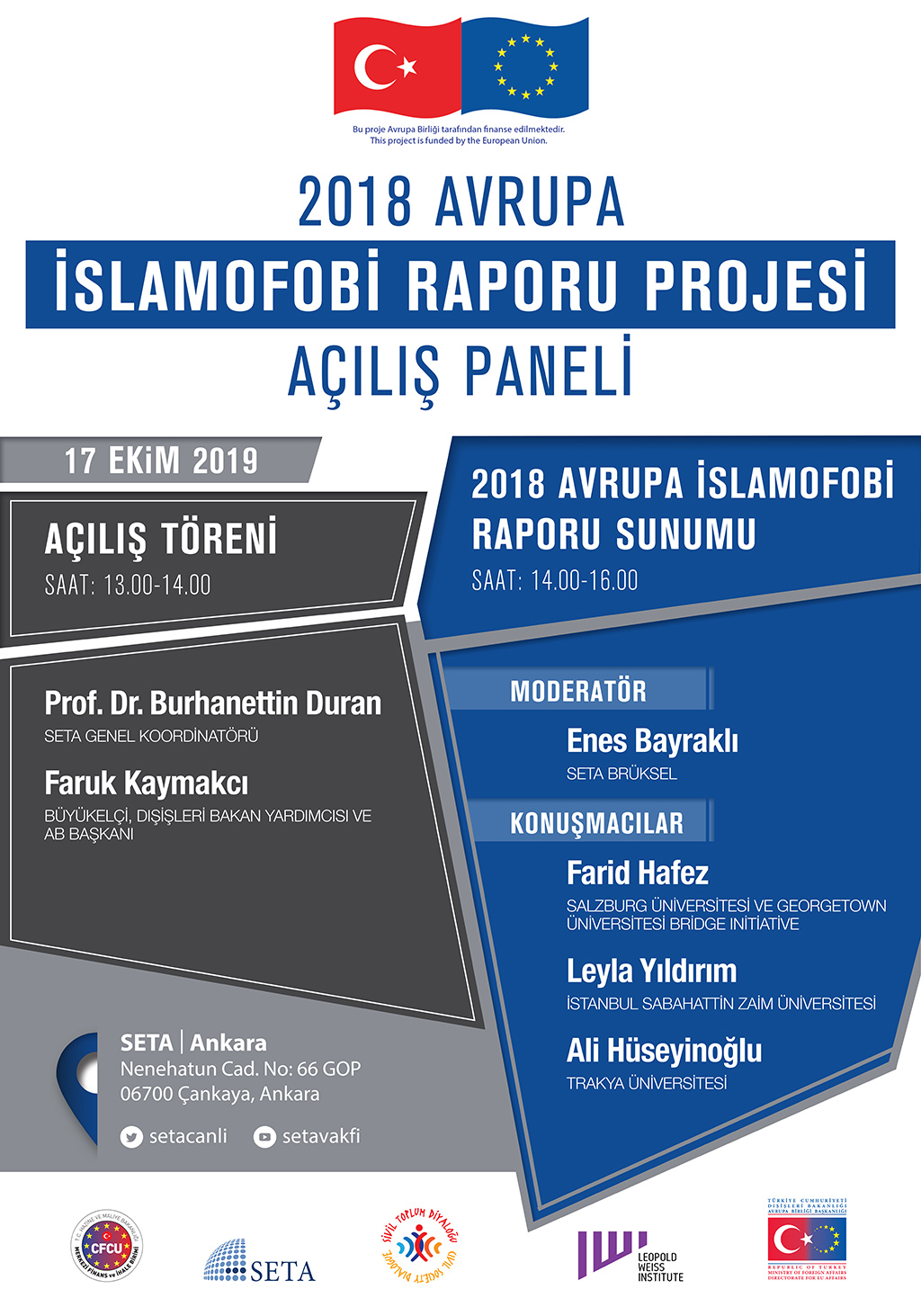 2018 Avrupa İslamofobi Raporu Projesi Açılış Paneli EIR2018