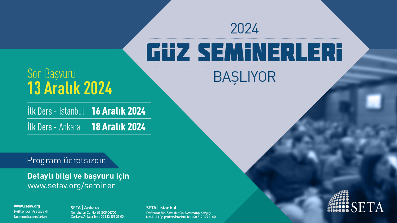 SETA 2024 Güz Dönemi Seminer Programı Başlıyor