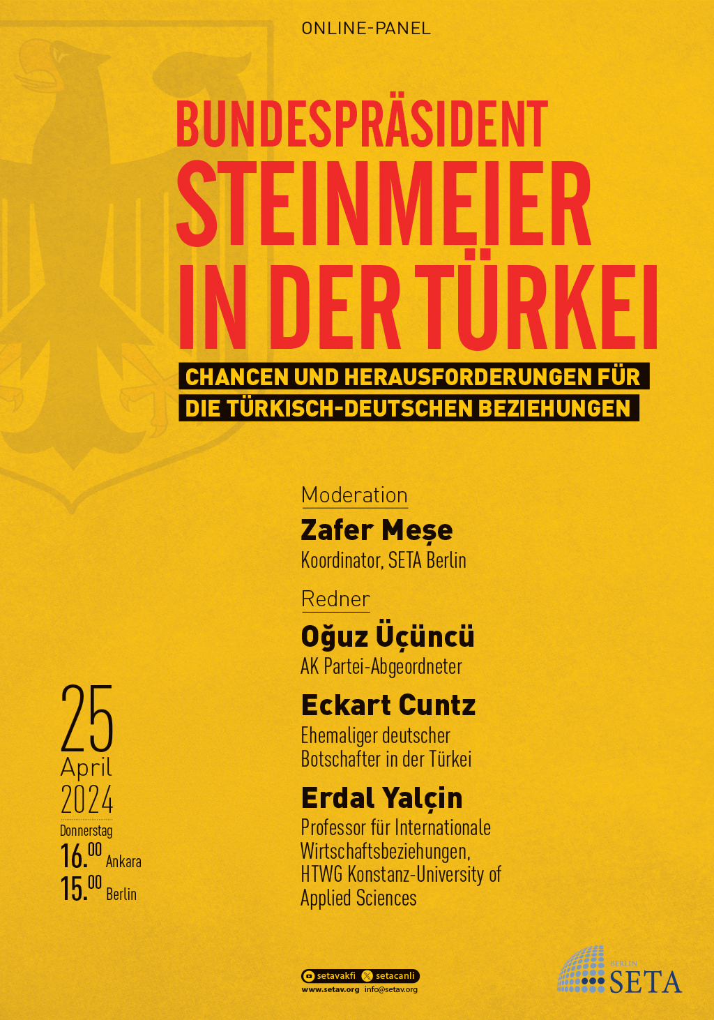 Online Panel: Bundespräsident Steinmeier in der Türkei | Chancen und Herausforderungen für die türkisch-deutschen Beziehungen